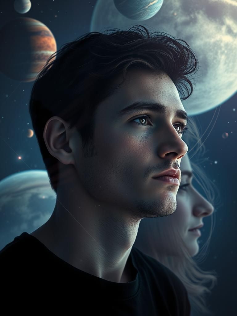 Celestial Portrait: A Man's Dreamy Love