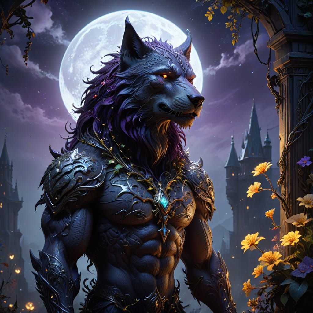 Ethereal Werewolf Masterpiece in Dark Fantasy Art Nouveau