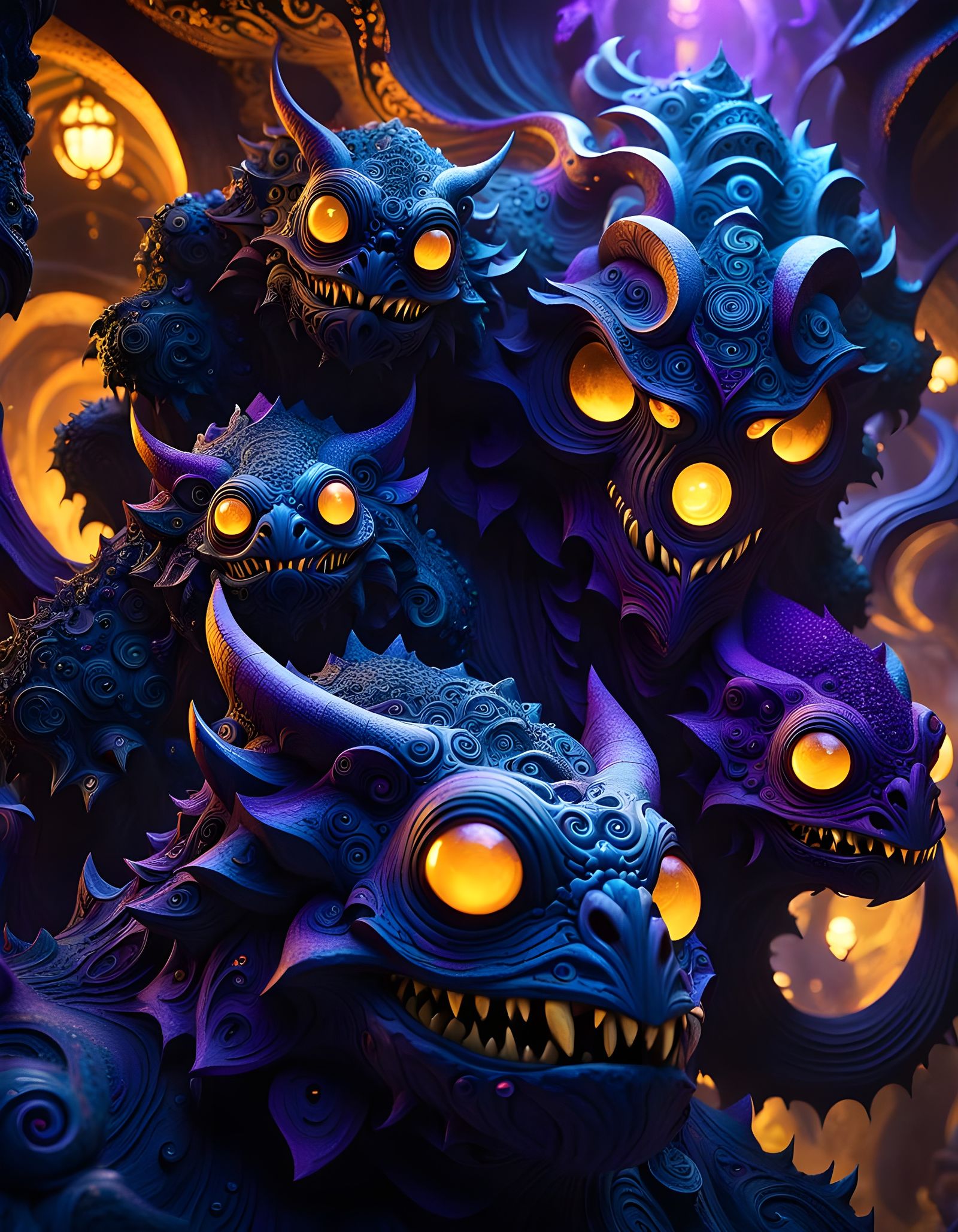 Evil Monsters in Retropunk Pixel Art Style