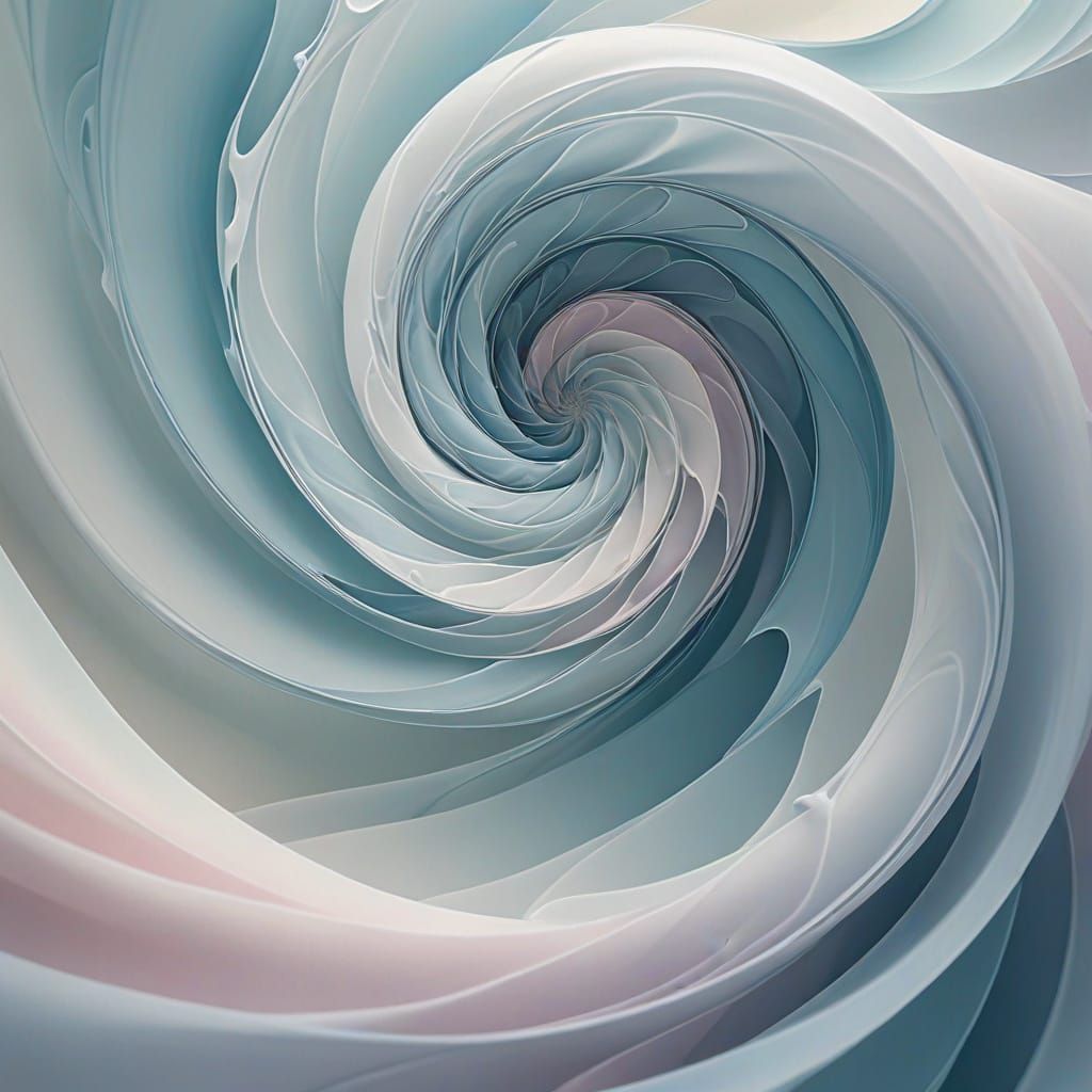 Dreamlike Digital Painting of Ascending Blue and White Spira...