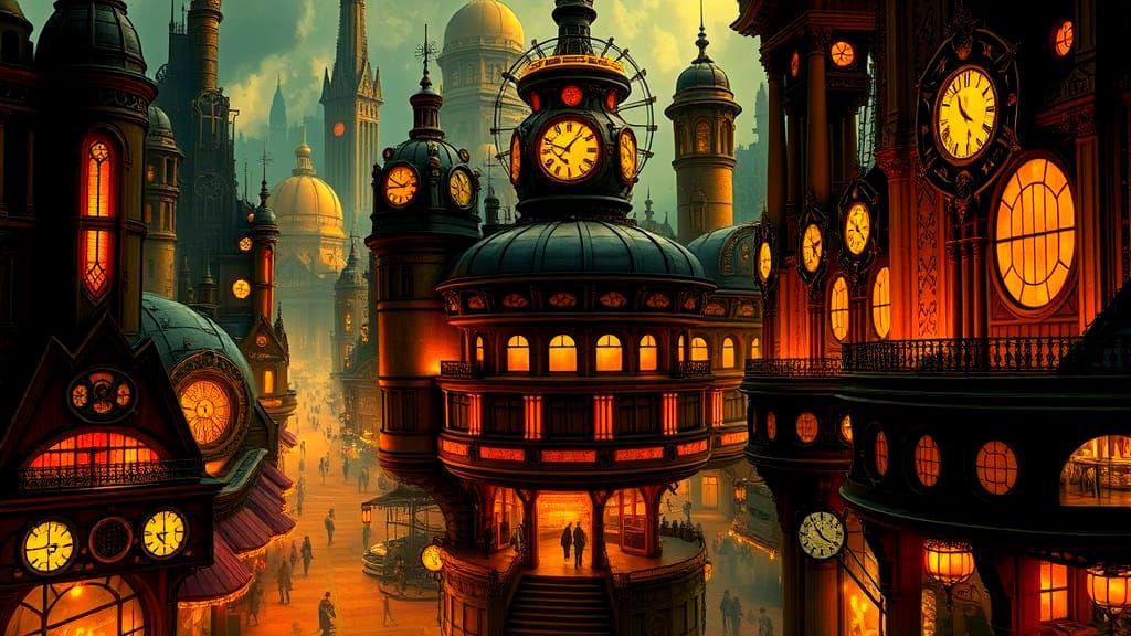 Steampunk Tartarian City with The Night Cafe