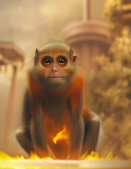 Epic Fire Monkeys in Digital Matte Painting