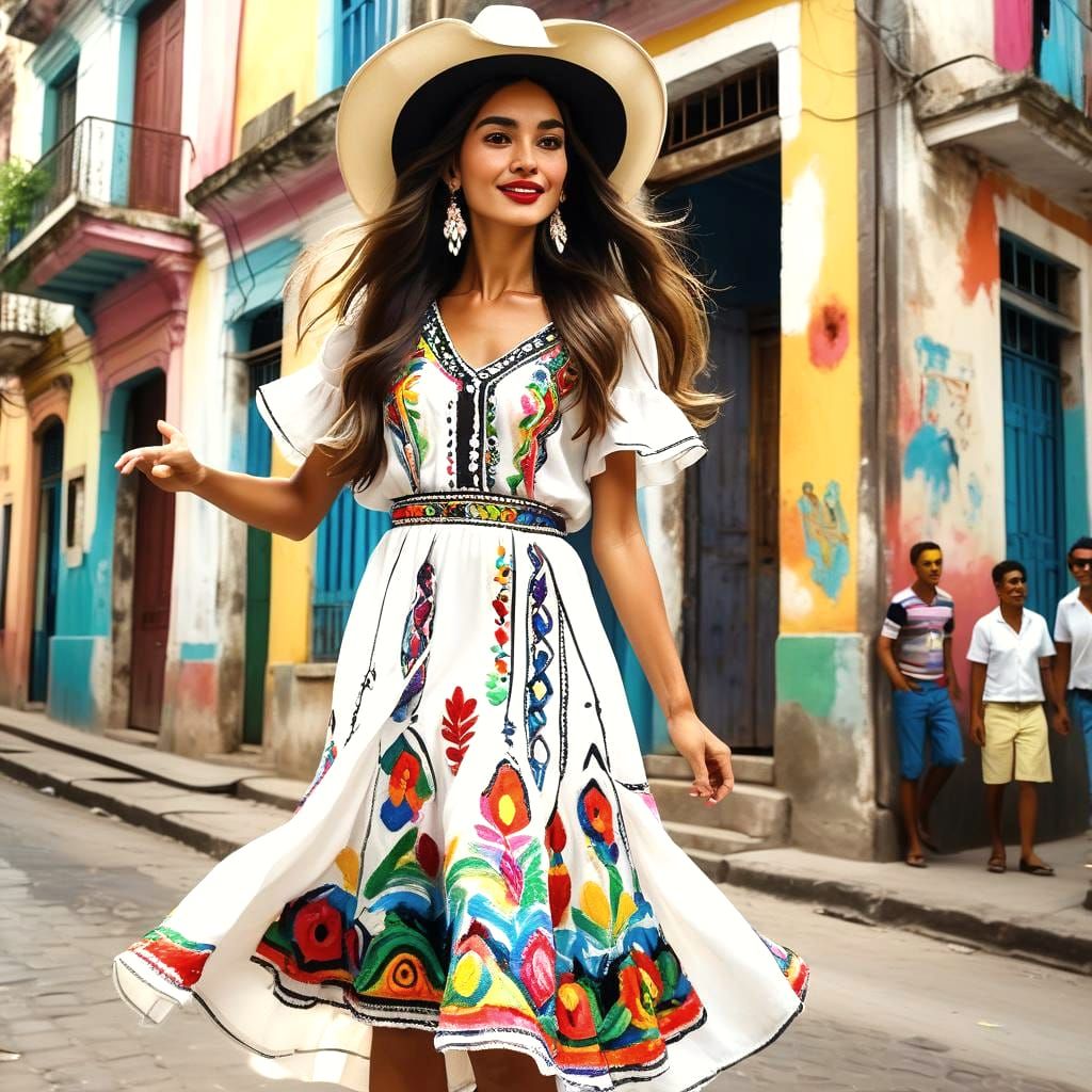 Cuban Street Party in Graffiti Art Style