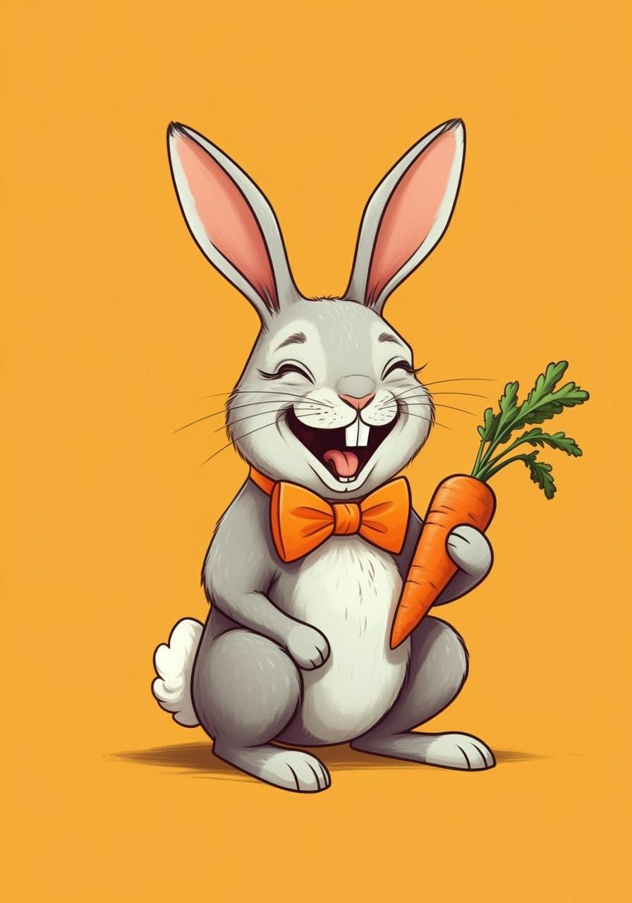 Laughing Rabbit with Bow Tie