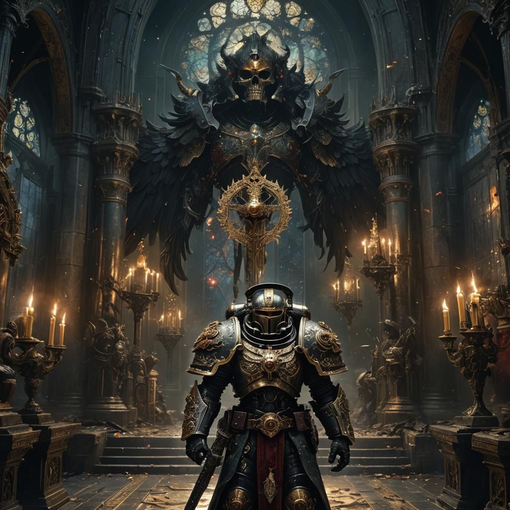 Ornate Space Marine with Battle Mace in Nebula