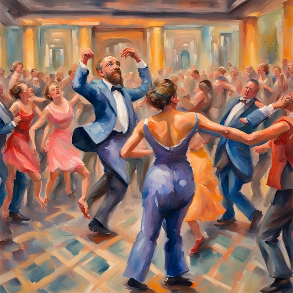 Dancing Figure in Gouache Watercolor Style