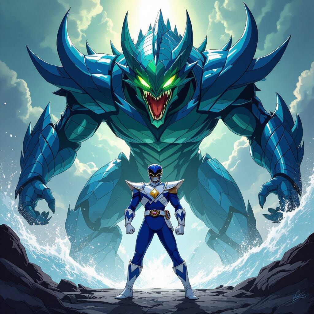 Blue Ranger Inspired by Leviathan with Colossal Zord