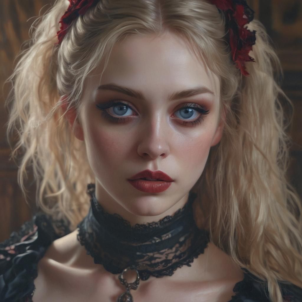 Vampiric Girl Portrait in Dark Fantasy Style