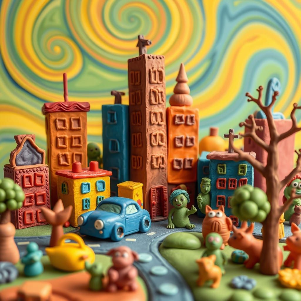 Whimsical Clay Metropolis in Vibrant Colors