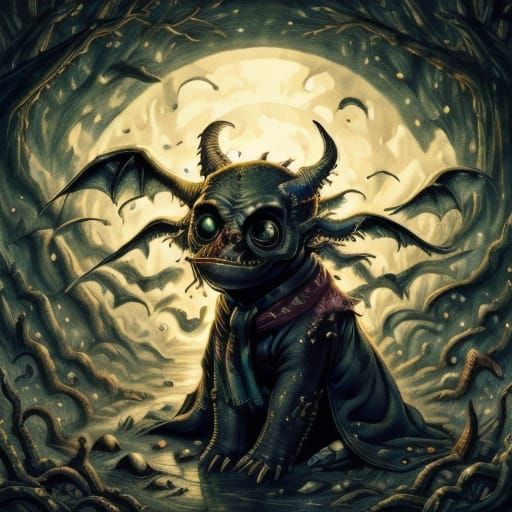 Eerie Surrealism: Figure in Dimly Lit Room