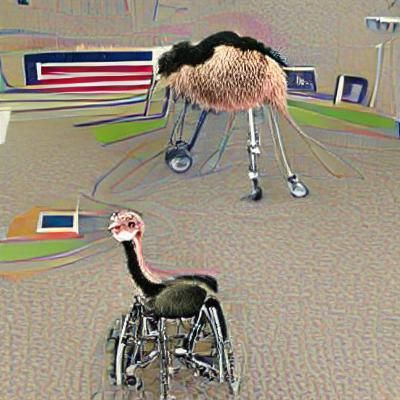 Quadriplegic Ostrich Generated by AI