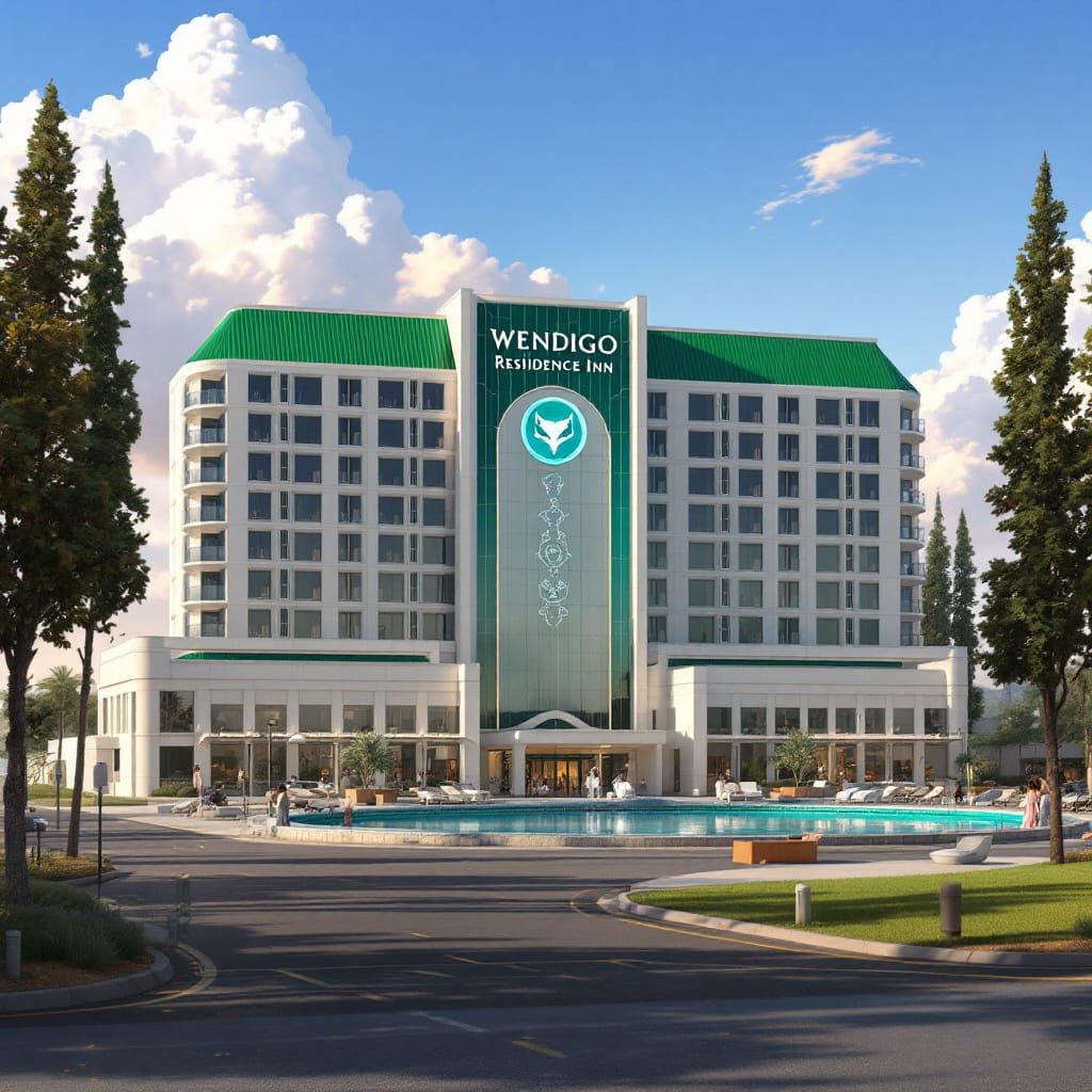 Central Valley, California countryside. The new hotel, an em...