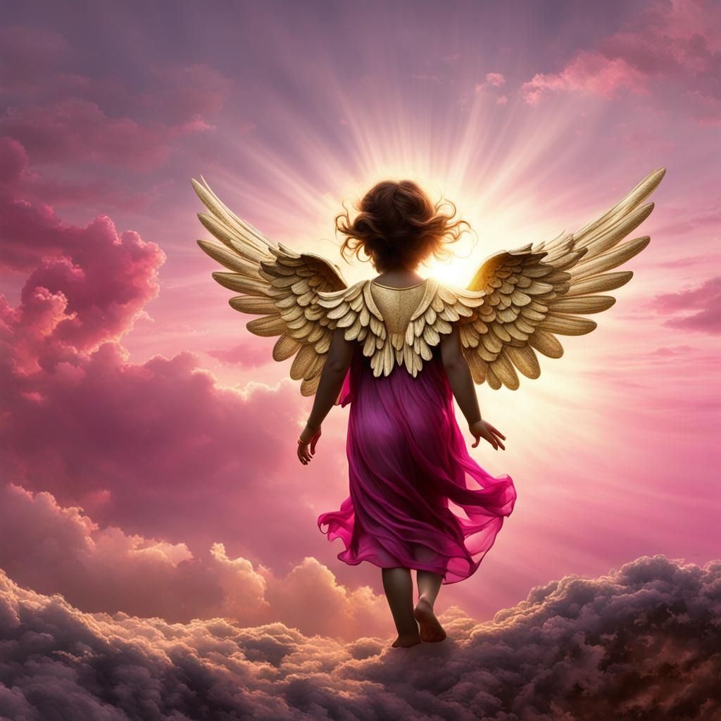 Angel Reaching for the Sun: Ultra Realistic Dawn