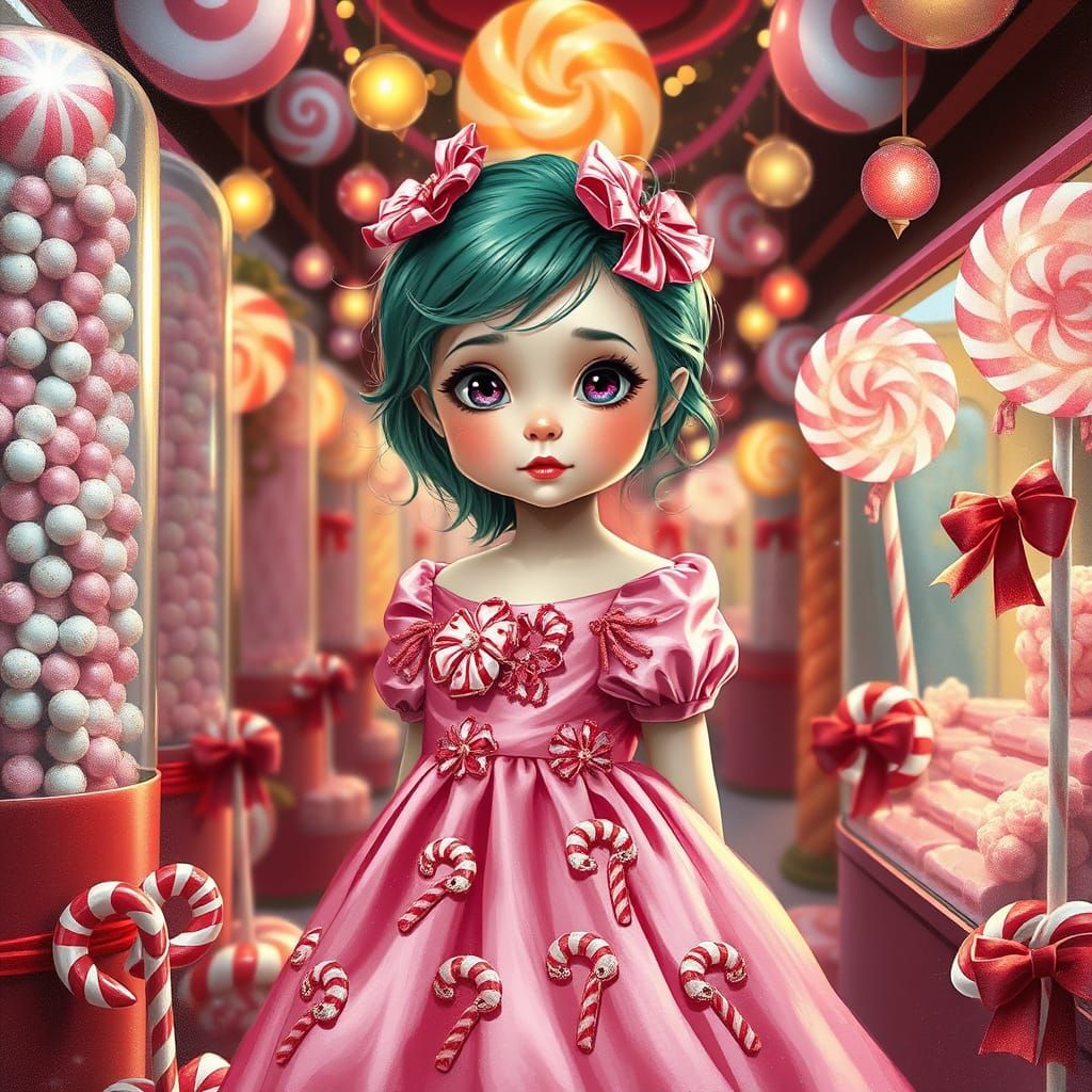 Emerald Goddess in Whimsical Candy Kingdom