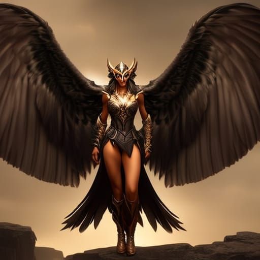 Elegant Owl Harpy with Outstretched Wings