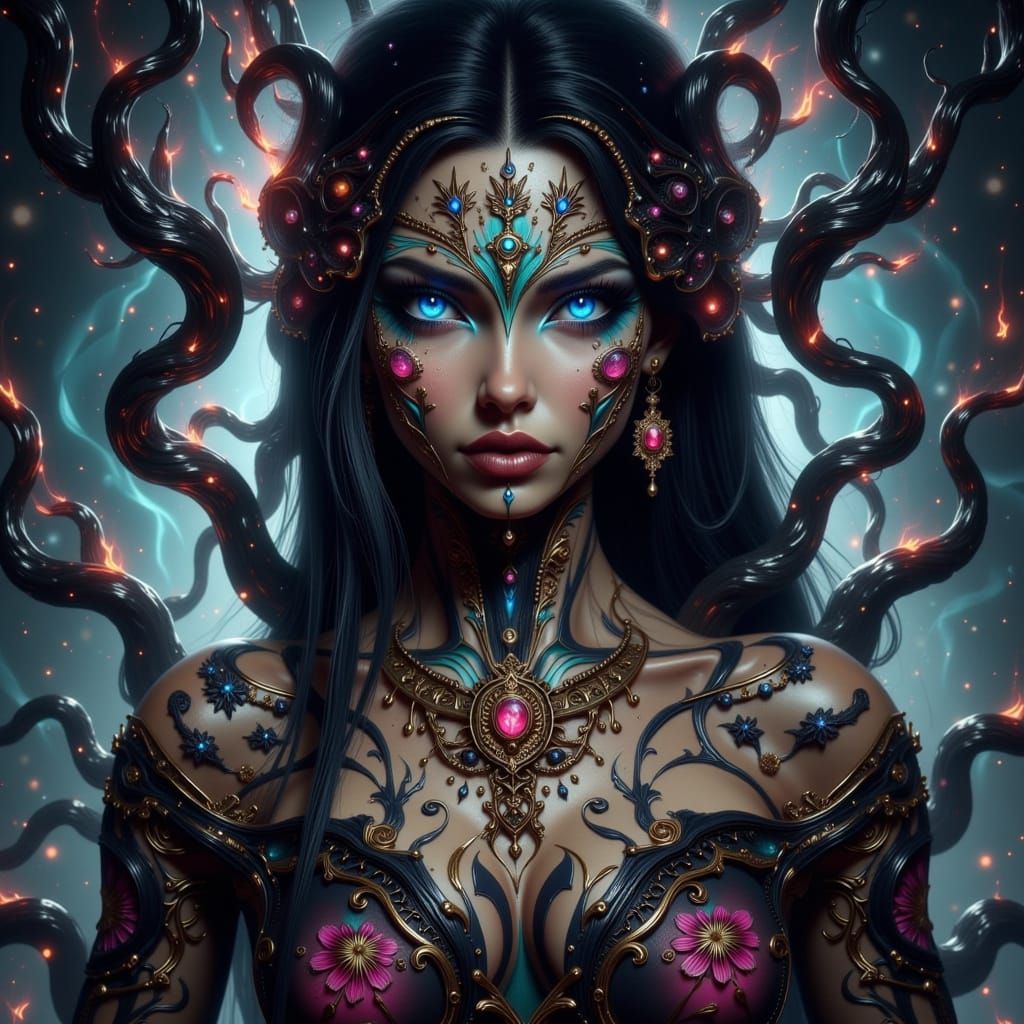 Ethereal Warrior Goddess in Dark Fantasy Art