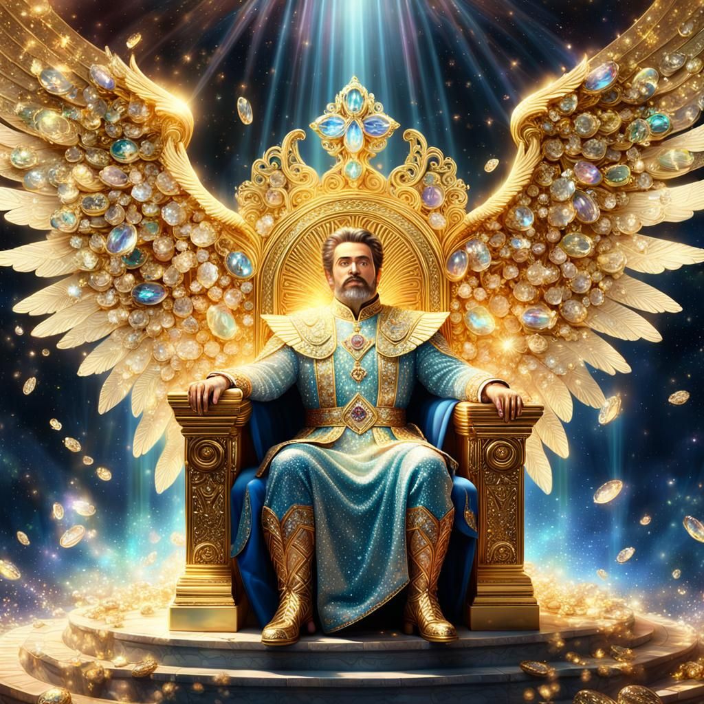 God on Diamond Throne in Ethereal Fantasy Style