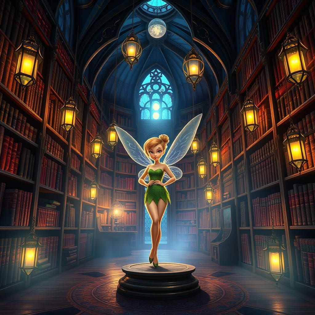 Mystical Fairy Librarian in Whimsical Fantasy Realm