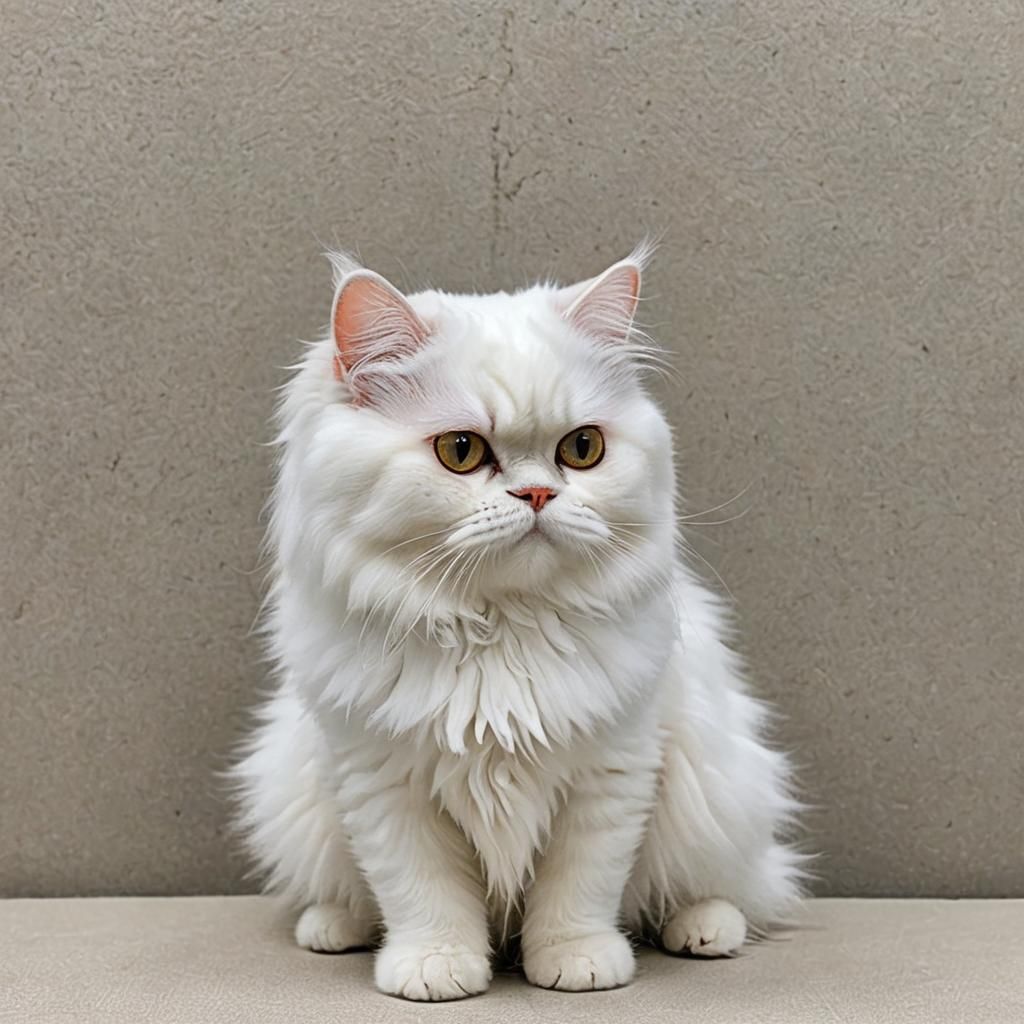 Elegant Portrait of a White Persian Cat