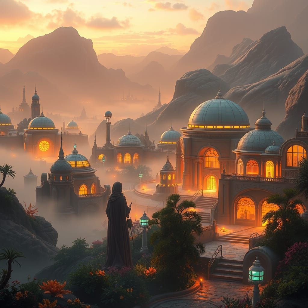 Ethereal Martian City Under Domes