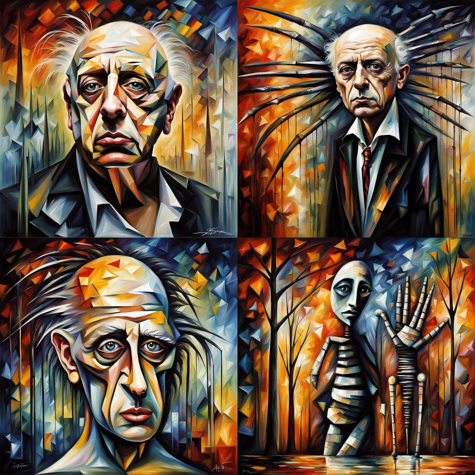 Surreal Artist Fusion: Burton, Picasso, Giger, Afremov