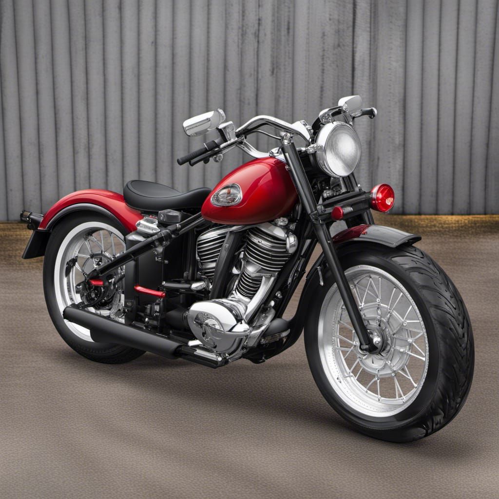 Black Cruiser Motorcycle with Red Seat