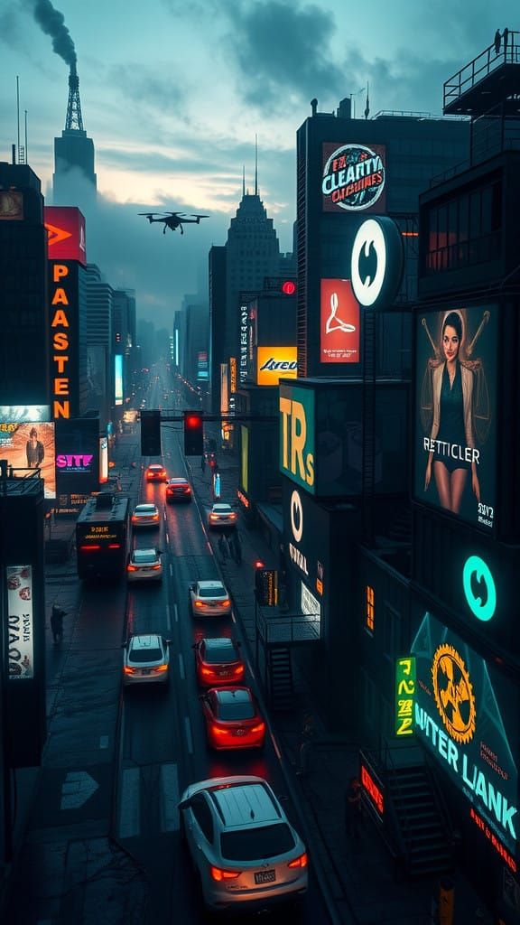 Cyberpunk Cityscape Under Dazzling Neon Lights
