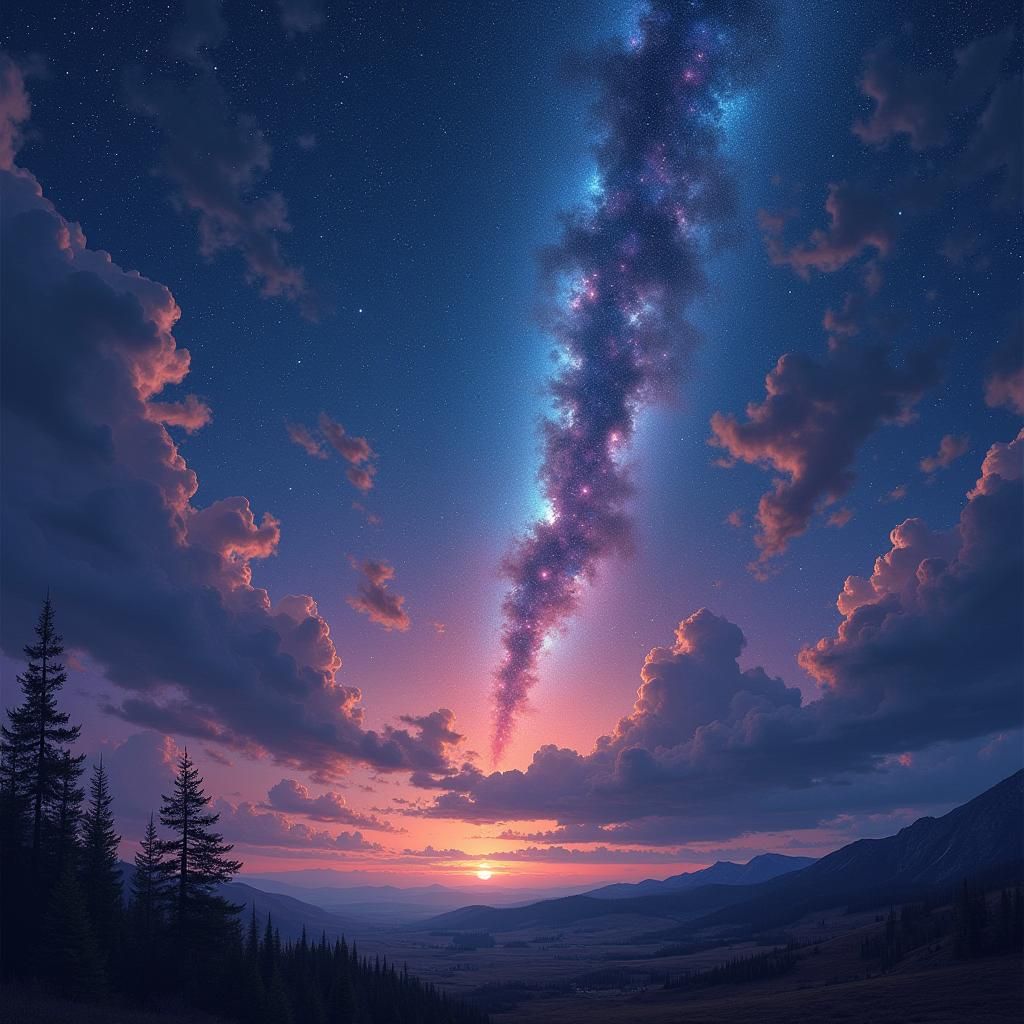 Nebula Night Sky in Atmospheric Landscape Style