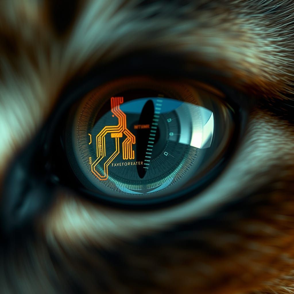 Cybernetic Feline Eye in Hyper-Realism Style