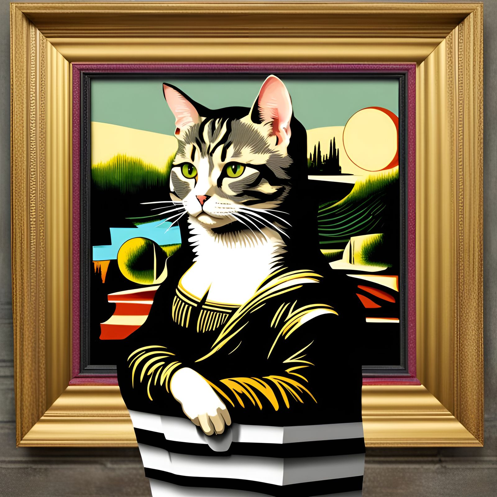 Striped Cat as Mona Lisa Mashup
