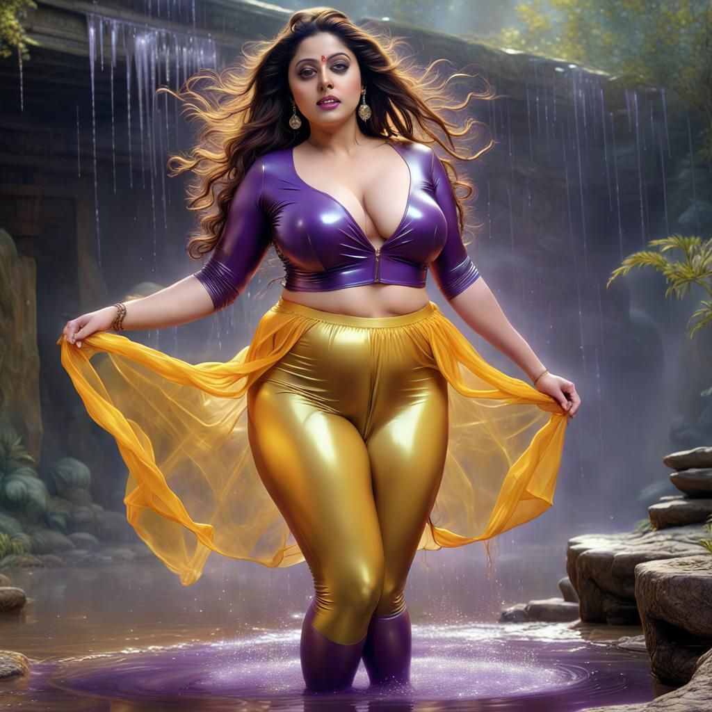 Curvy Actress in Crystal Shine Outfit: Digital Art