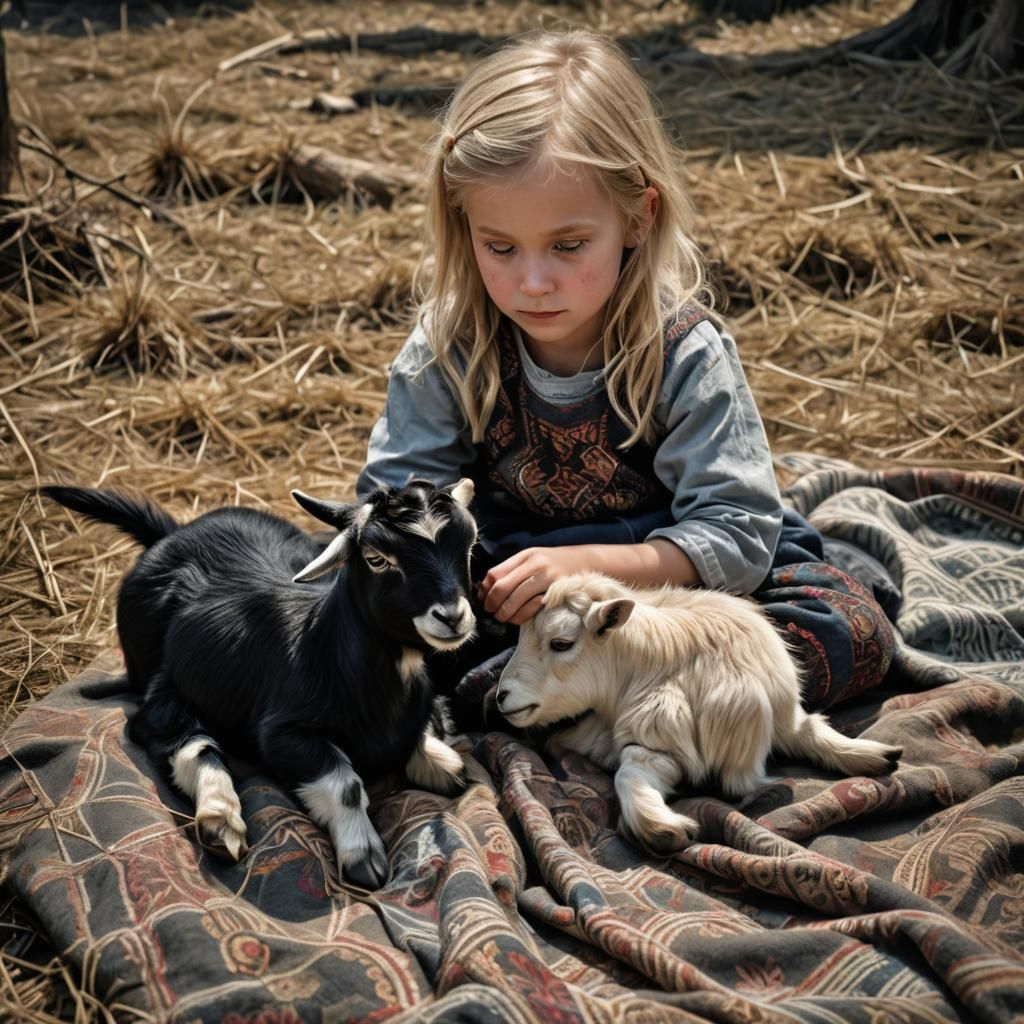 Girl and Pygmy Goat: A Hyperrealistic Portrait