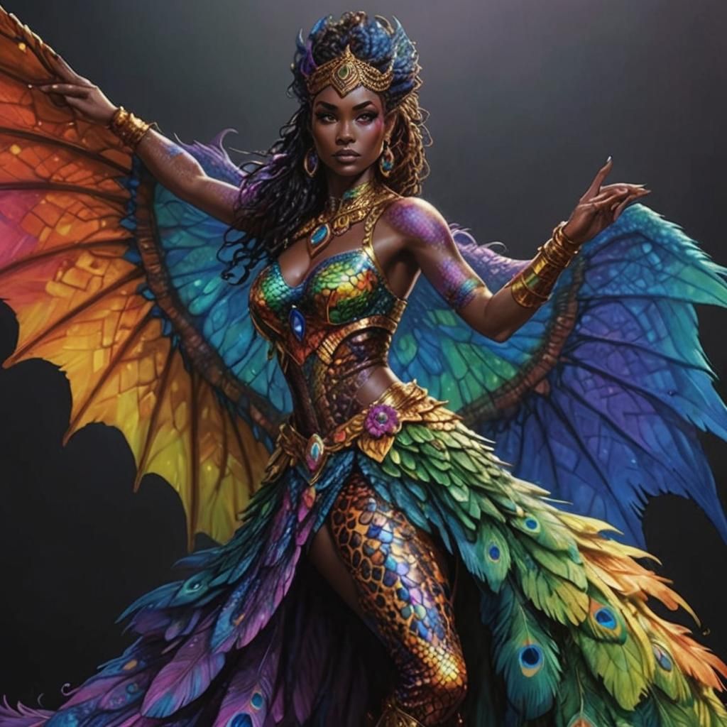 Woman with Dragon Scales in Comic Book Style