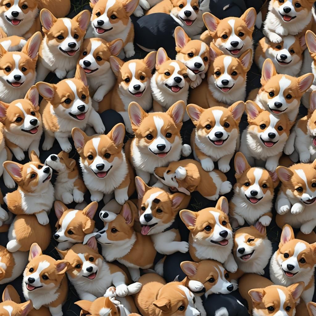 Aesthetic 3D Anime Corgi Puppies