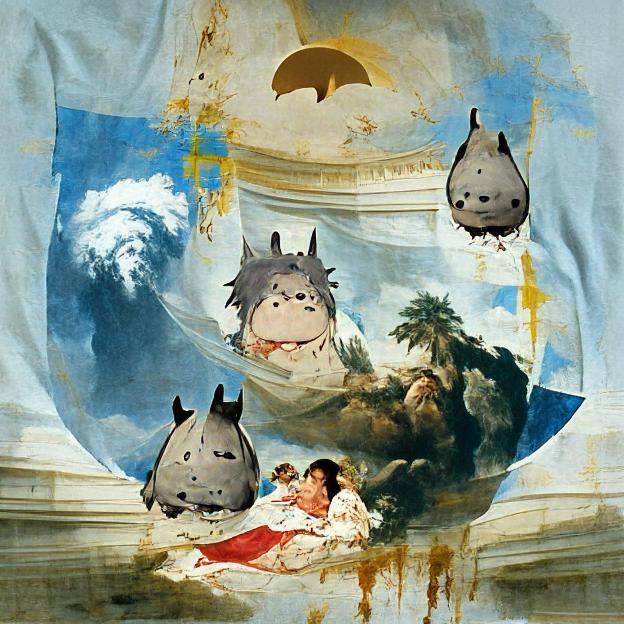 Totoro Reimagined in Rococo Style