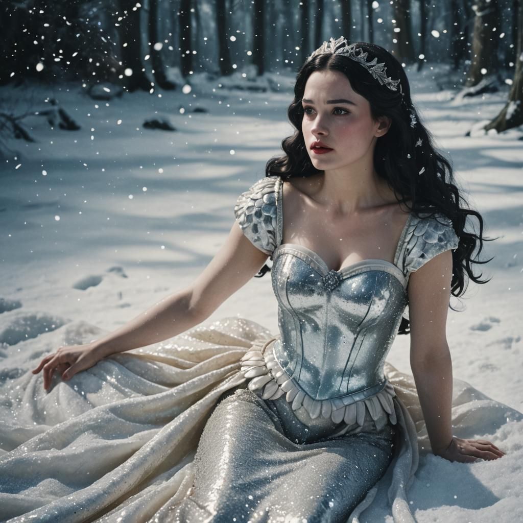 Snow White Space Mermaid with White Sparkles