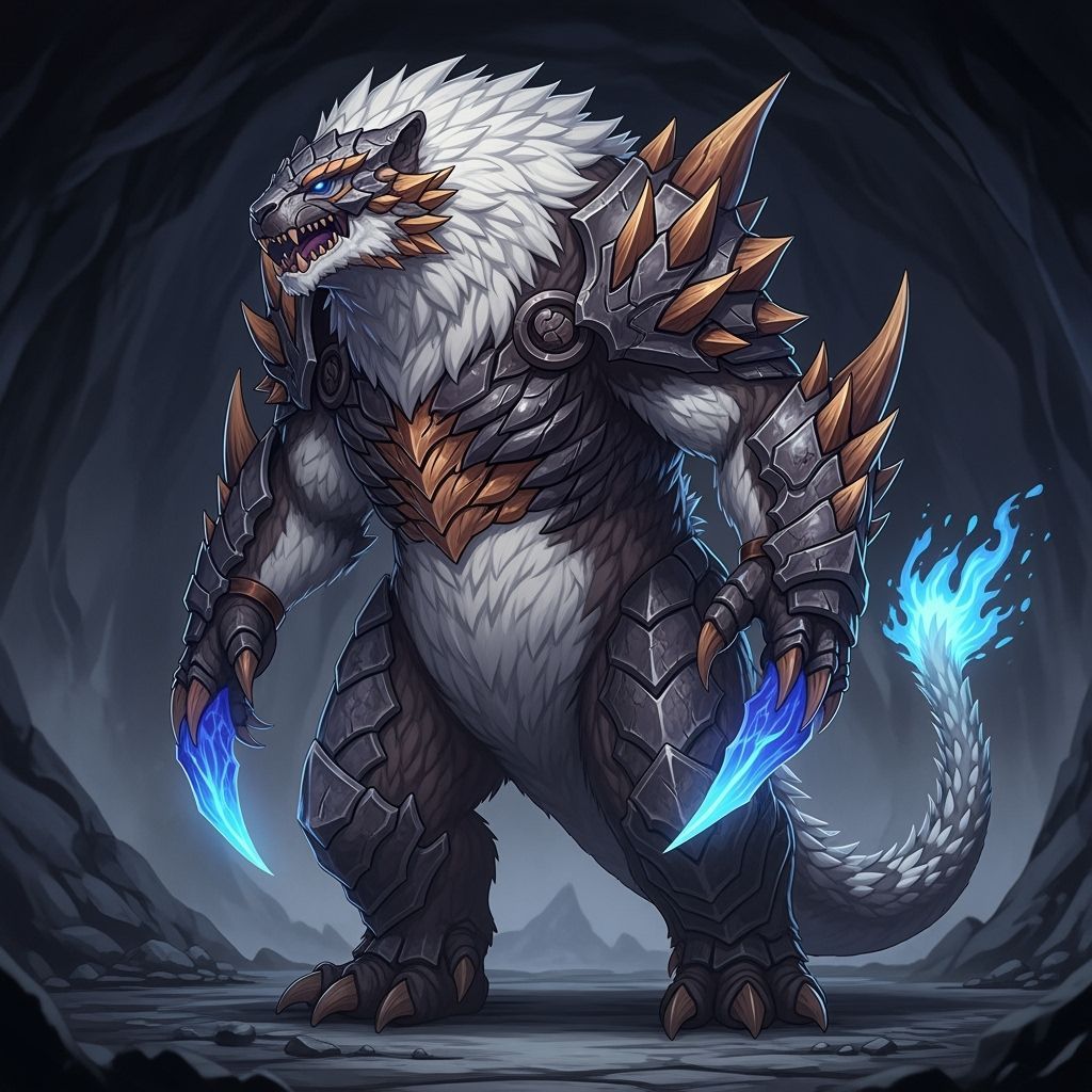 Mammalian Kaiju with Bio-Organic Armor in 3D Anime Style