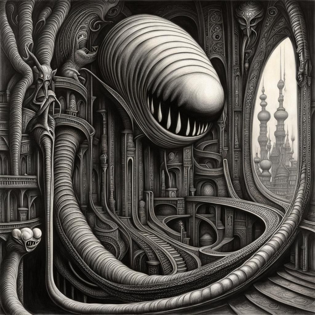 Giger and Seuss: A Surreal Biomechanical Cartoon