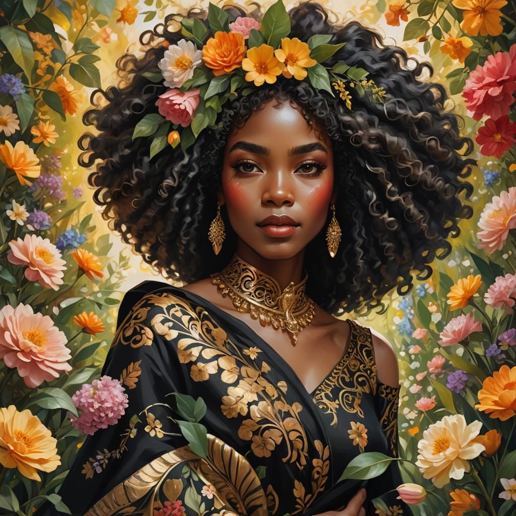 Black Woman Embodiment of Love in Fantasy Art