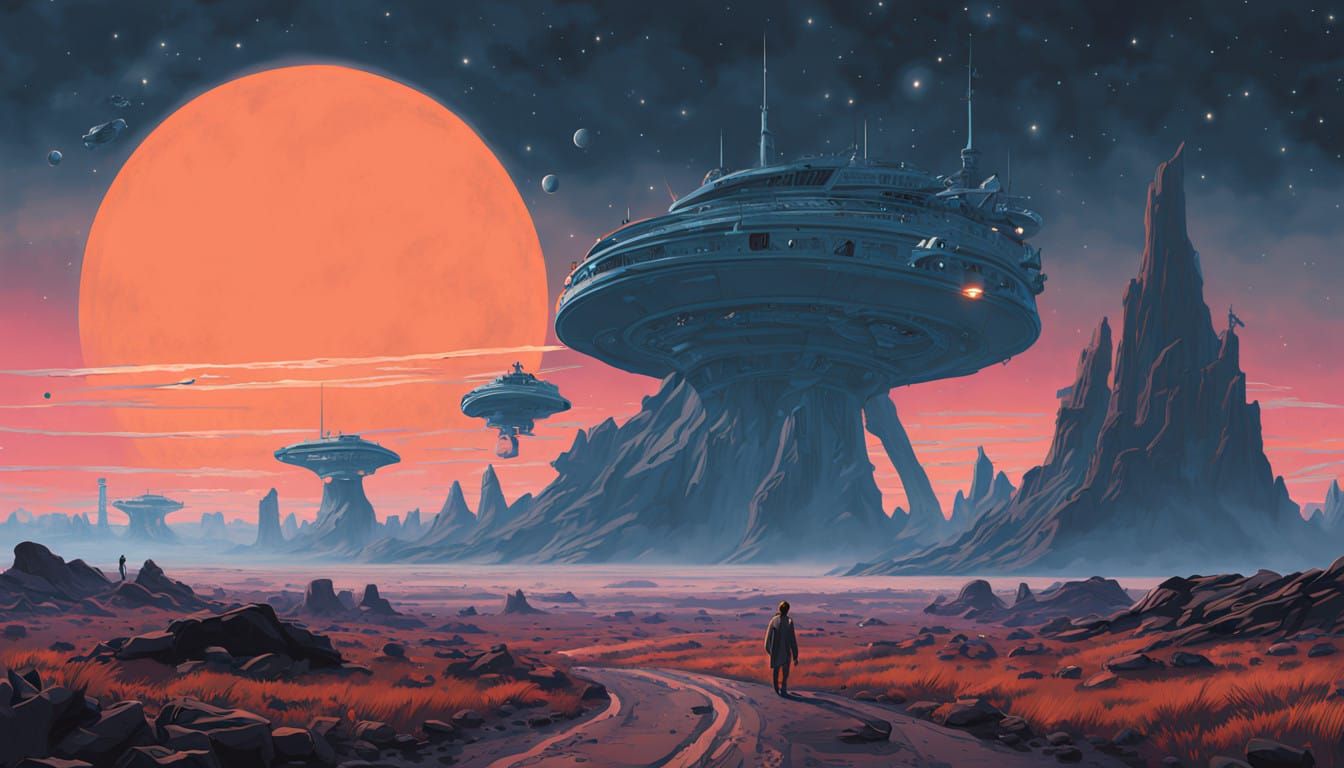 Surreal Cosmic Landscape Evoking Future and Past