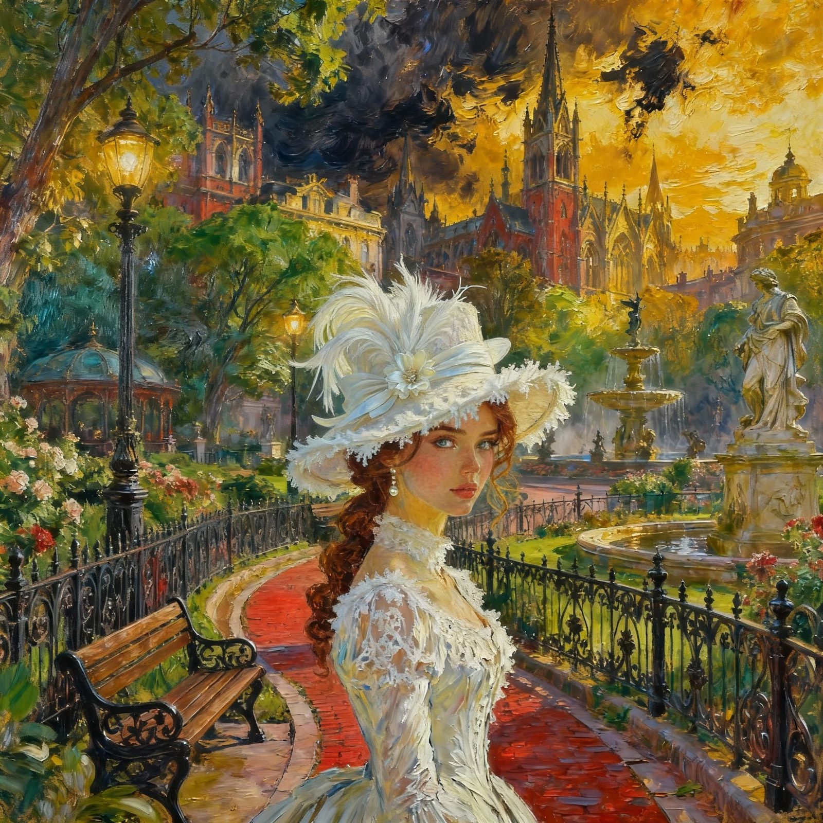 Victorian Princess Merges with Majestic Landscape