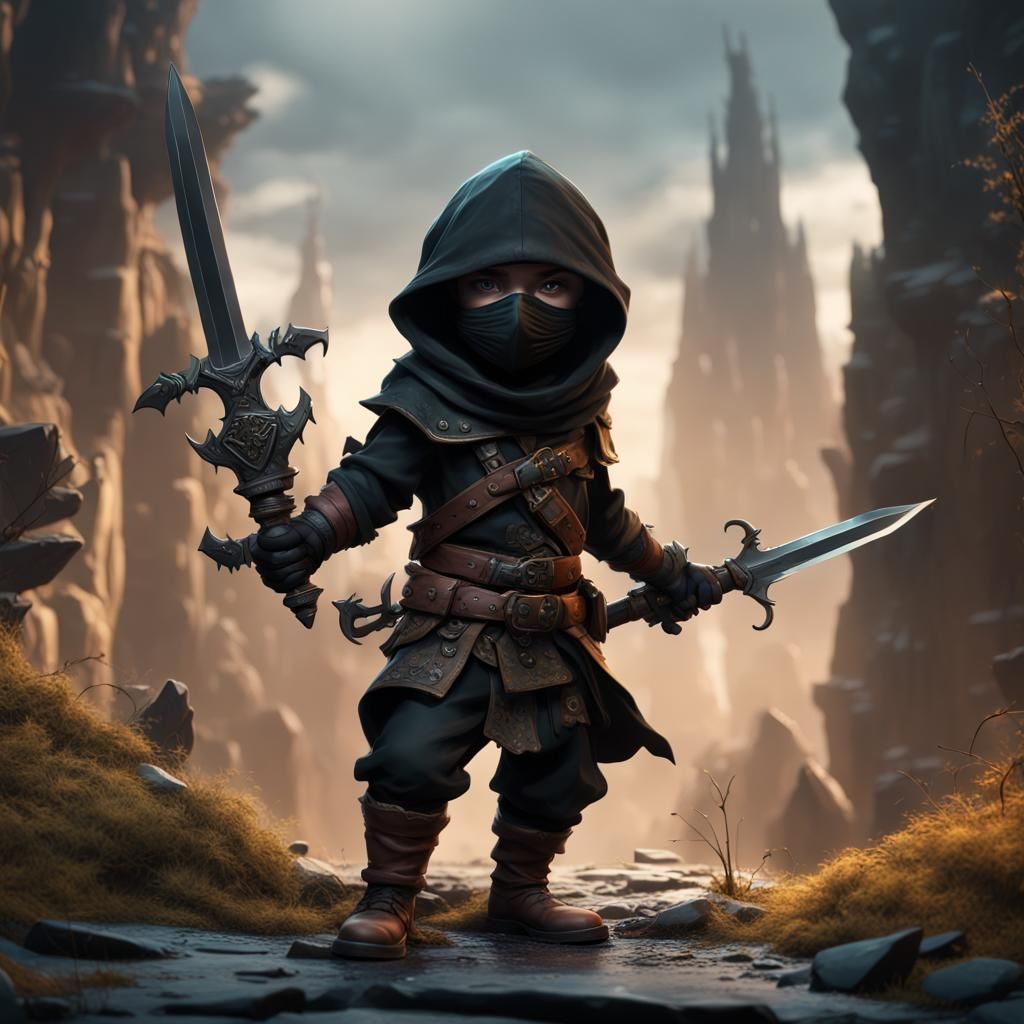 Halfling Rogue with Daggers: Fantasy Concept Art