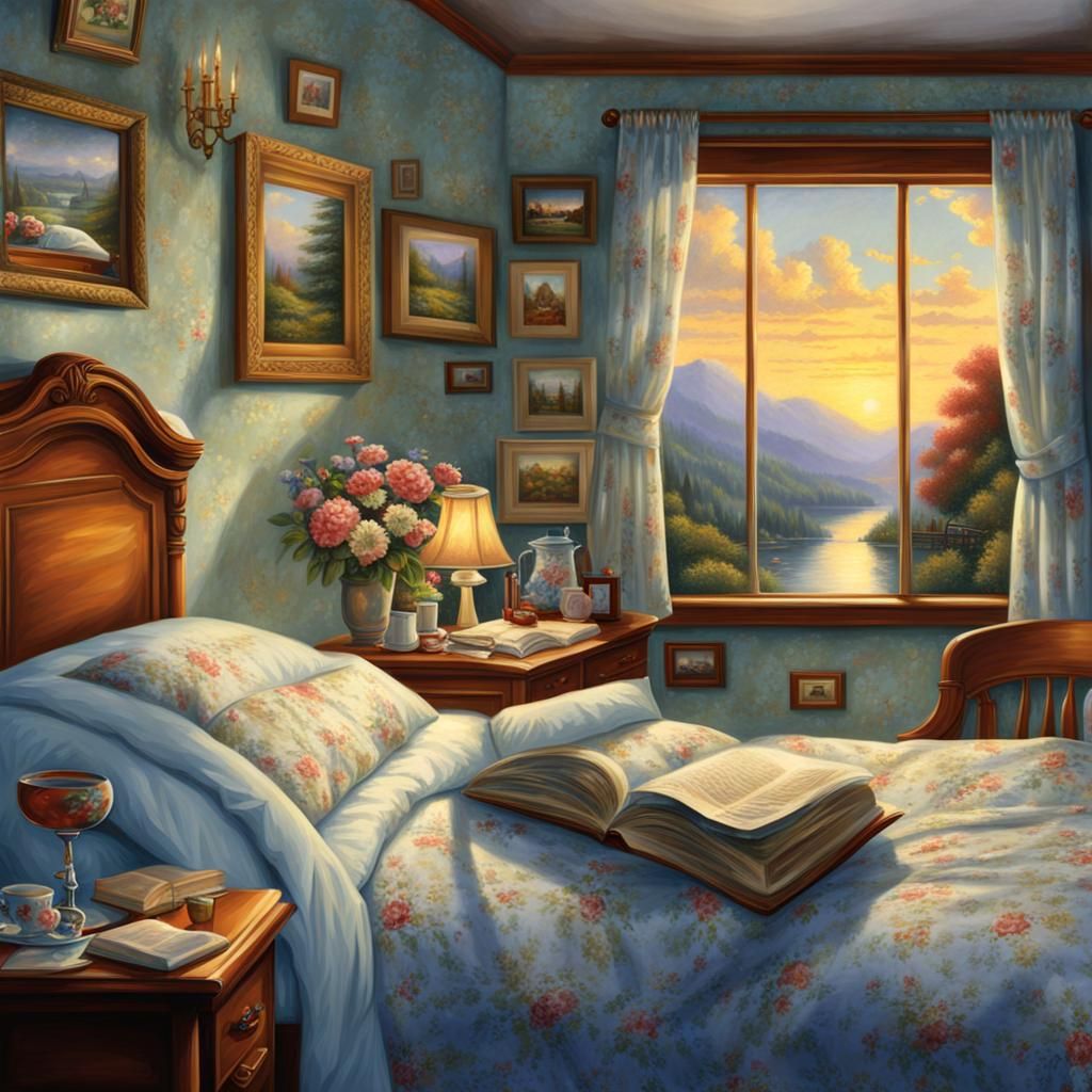 Stay in Bed and Read Day: Kinkade-esque Pop Art