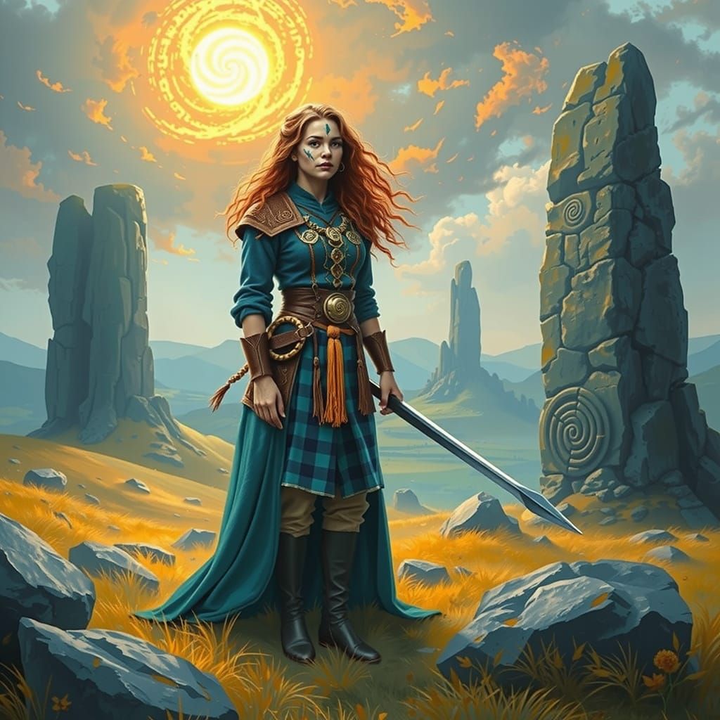 Celtic Warrior Queen on Windswept Hill