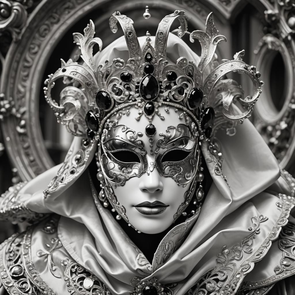 Ornate Baroque Venetian Mask with Gemstones