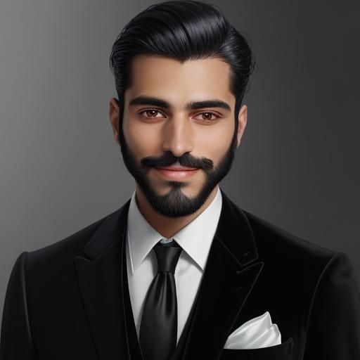 Elegant Man in Black Velvet Suit Portrait