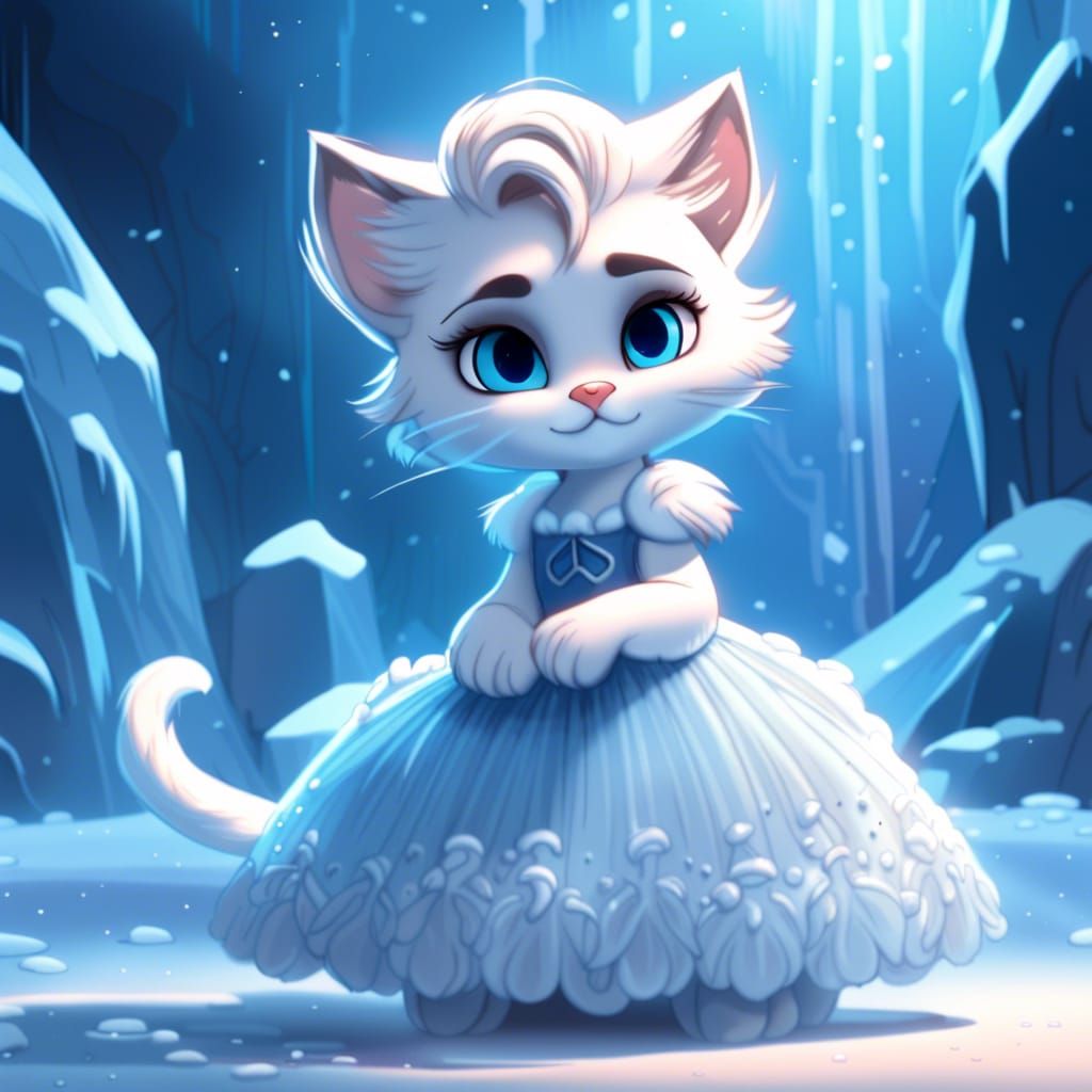 Elsa as Kitten in Anime Style