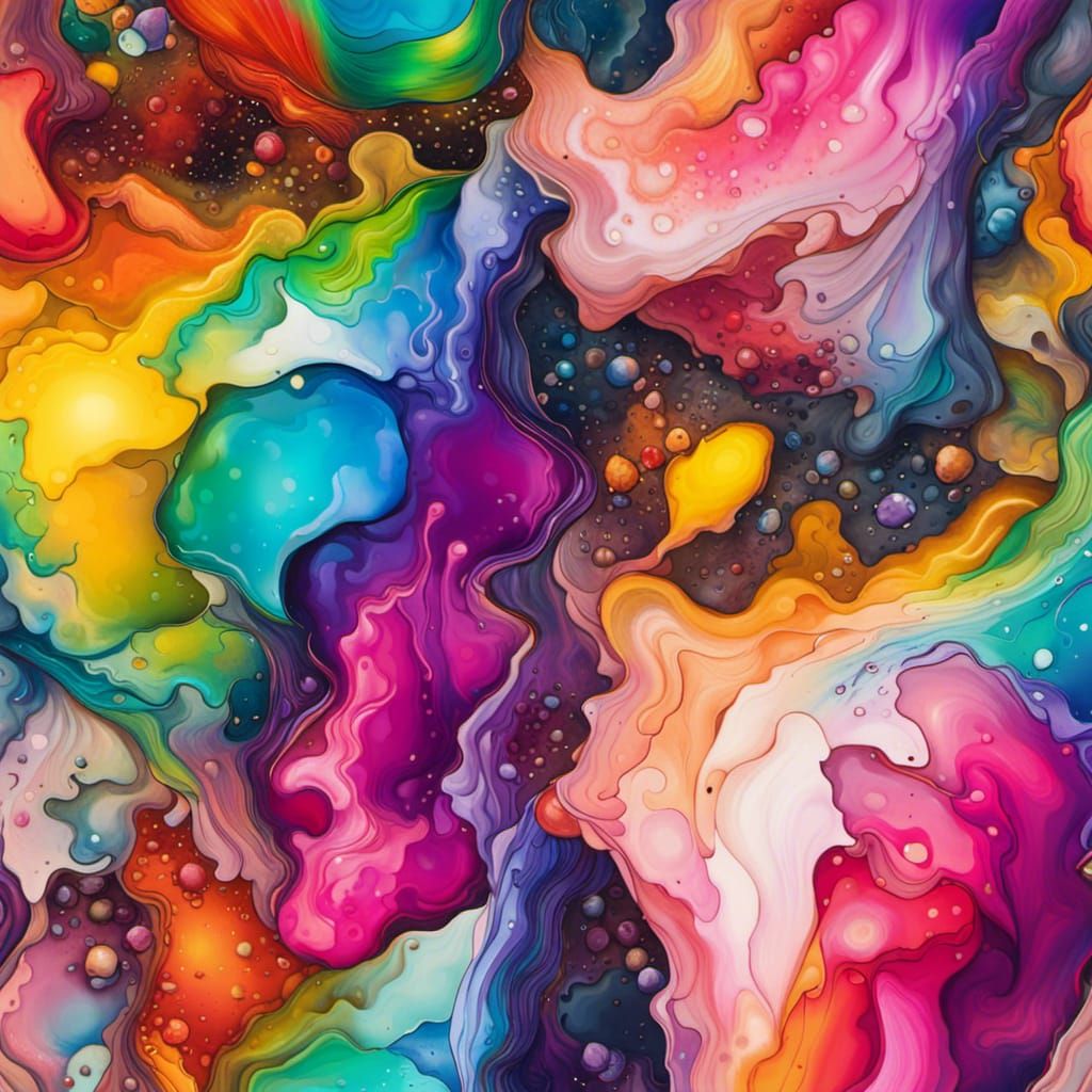Rainbow Alcohol Ink Explosion in Graffiti Art Style