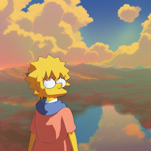 Lisa Simpson in Studio Ghibli Anime Style
