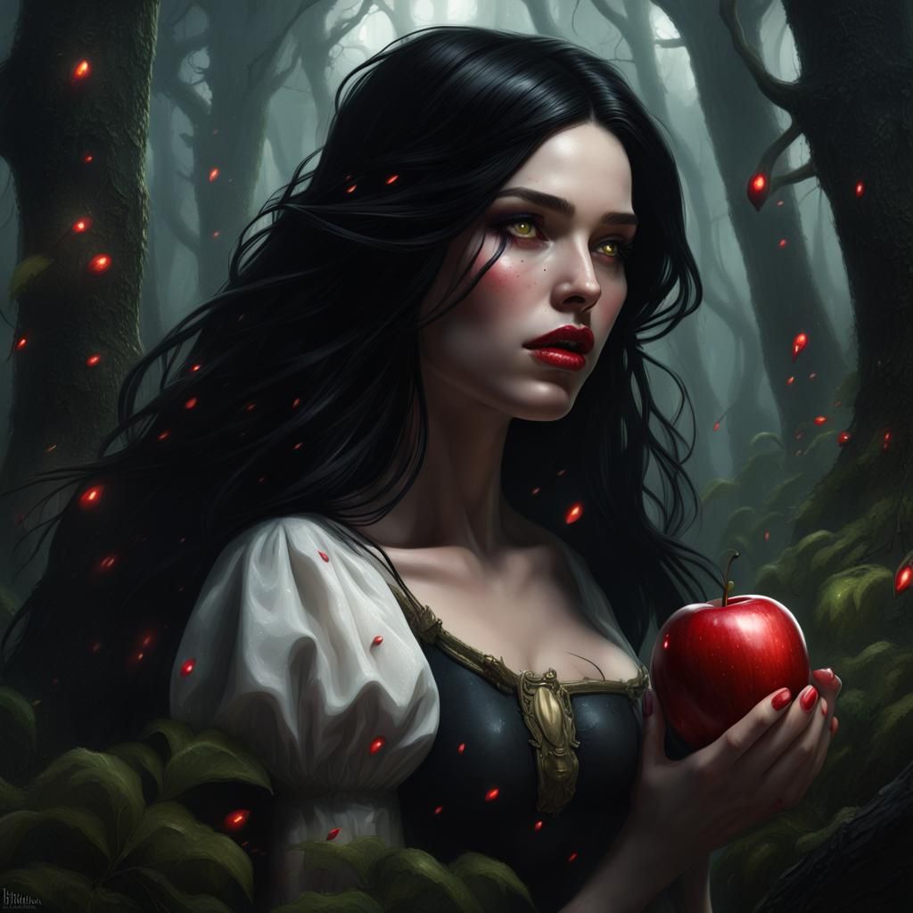 Dark Fantasy Girl with Poisoned Apple